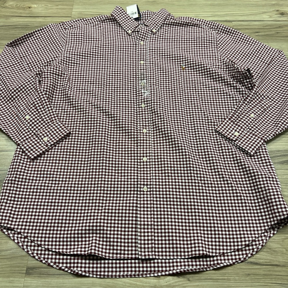 Polo Ralph Lauren Classic Oxford Shirt Red Multi  Big & Tall Men's 2XLT $138 NWT